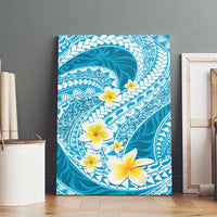 Plumeria Polynesian Sky Blue Glitter Pattern Canvas Wall Art