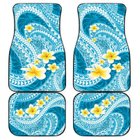 Plumeria Polynesian Sky Blue Glitter Pattern Car Mats