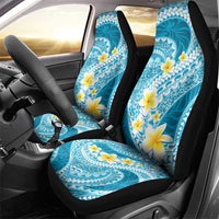 Plumeria Polynesian Sky Blue Glitter Pattern Car Seat Cover