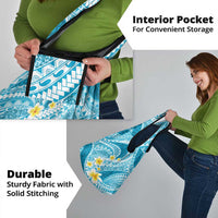 Plumeria Polynesian Sky Blue Glitter Pattern Grocery Bag