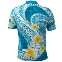 Plumeria Polynesian Sky Blue Glitter Pattern Polo Shirt