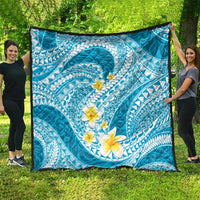Plumeria Polynesian Sky Blue Glitter Pattern Quilt LT01 - Polynesian Pride
