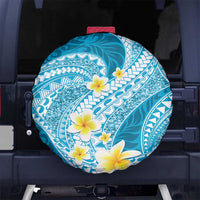Plumeria Polynesian Sky Blue Glitter Pattern Spare Tire Cover