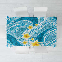Plumeria Polynesian Sky Blue Glitter Pattern Tablecloth