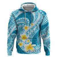Plumeria Polynesian Sky Blue Glitter Pattern Zip Hoodie LT01 Pullover Hoodie Sky Blue - Polynesian Pride
