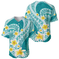 Plumeria Polynesian Teal Glitter Pattern Baseball Jersey LT01 - Polynesian Pride