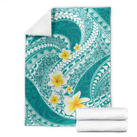 Plumeria Polynesian Teal Glitter Pattern Blanket