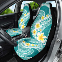 Plumeria Polynesian Teal Glitter Pattern Car Seat Cover