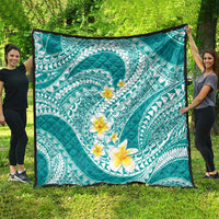 Plumeria Polynesian Teal Glitter Pattern Quilt LT01 - Polynesian Pride