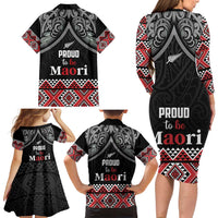 Aotearoa Toitu Te Tiriti Waitangi Family Matching Long Sleeve Bodycon Dress and Hawaiian Shirt Proud To Be Maori