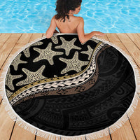 Beige Polynesian Starfish Unique Pattern Beach Blanket
