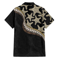 Beige Polynesian Starfish Unique Pattern Family Matching Mermaid Dress and Hawaiian Shirt