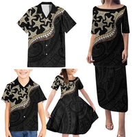 Beige Polynesian Starfish Unique Pattern Family Matching Puletasi and Hawaiian Shirt