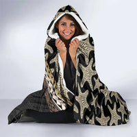 Beige Polynesian Starfish Unique Pattern Hooded Blanket
