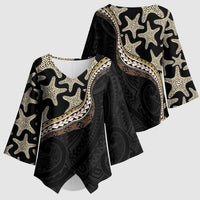 Beige Polynesian Starfish Unique Pattern Kimono Sleeve Blouse