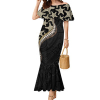 Beige Polynesian Starfish Unique Pattern Mermaid Dress