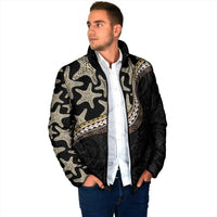 Beige Polynesian Starfish Unique Pattern Padded Jacket