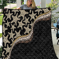 Beige Polynesian Starfish Unique Pattern Quilt