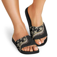 Beige Polynesian Starfish Unique Pattern Slide Sandals