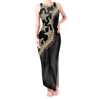 Beige Polynesian Starfish Unique Pattern Tank Maxi Dress