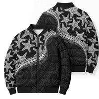 Monotone Polynesian Starfish Unique Pattern Bomber Puffer Jacket