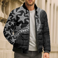 Monotone Polynesian Starfish Unique Pattern Bomber Puffer Jacket