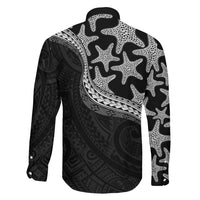 Monotone Polynesian Starfish Unique Pattern Family Matching Summer Maxi Dress and Hawaiian Shirt