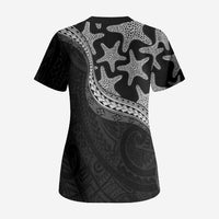 Monotone Polynesian Starfish Unique Pattern Scrub Top
