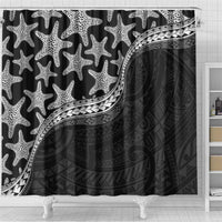 Monotone Polynesian Starfish Unique Pattern Shower Curtain