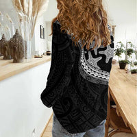 Monotone Polynesian Starfish Unique Pattern Women Casual Shirt