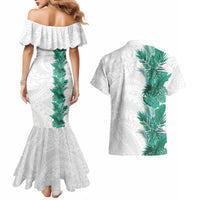 Hawaii Tropical Leaves Couples Matching Mermaid Dress and Hawaiian Shirt Polynesian Pattern