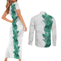 Hawaii Tropical Leaves Couples Matching Short Sleeve Bodycon Dress and Long Sleeve Button Shirt Polynesian Pattern LT01 - Polynesian Pride