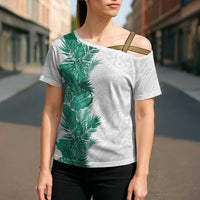 Hawaii Tropical Leaves Cross Shoulder Shirt Polynesian Pattern
