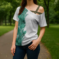 Hawaii Tropical Leaves Cross Shoulder Shirt Polynesian Pattern