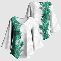 Hawaii Tropical Leaves Kimono Sleeve Blouse Polynesian Pattern