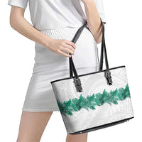 Hawaii Tropical Leaves Leather Tote Bag Polynesian Pattern