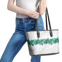 Hawaii Tropical Leaves Leather Tote Bag Polynesian Pattern