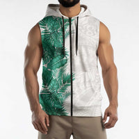 Hawaii Tropical Leaves Sleeveless Zip Hoodie Polynesian Pattern