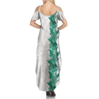 Hawaii Tropical Leaves Summer Maxi Dress Polynesian Pattern