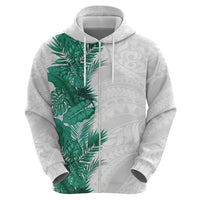 Hawaii Tropical Leaves Zip Hoodie Polynesian Pattern