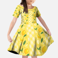 Hawaii Lemon Palaka Family Matching Off Shoulder Maxi Dress and Hawaiian Shirt Striped Stylized LT01 Daughter's Dress Yellow - Polynesian Pride
