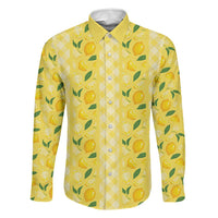 Hawaii Lemon Palaka Family Matching Off Shoulder Maxi Dress and Hawaiian Shirt Striped Stylized LT01 Dad's Shirt - Long Sleeve Yellow - Polynesian Pride