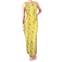 Hawaii Lemon Palaka Family Matching Tank Maxi Dress and Hawaiian Shirt Striped Stylized LT01 Mom's Dress Yellow - Polynesian Pride
