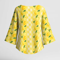 Hawaii Lemon Palaka Kimono Sleeve Blouse Striped Stylized