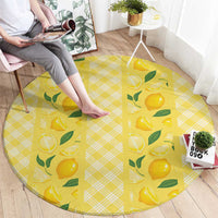 Hawaii Lemon Palaka Round Carpet Striped Stylized