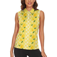Hawaii Lemon Palaka Women Sleeveless Polo Shirt Striped Stylized
