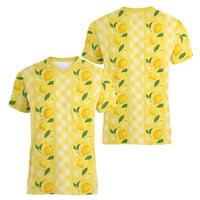 Hawaii Lemon Palaka Women V-Neck T-Shirt Striped Stylized