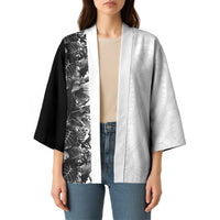 Hawaii Tropical Plant Monochrome Kimono Vibrant Polynesian Pattern