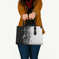 Hawaii Tropical Plant Monochrome Leather Bag Vibrant Polynesian Pattern