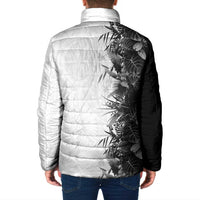 Hawaii Tropical Plant Monochrome Padded Jacket Vibrant Polynesian Pattern